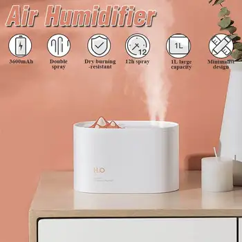

1000ml 12h Household Air Humidifier Wireless/USB Air Purifying Mist Maker Two-port Spray Port Humidifier Wireless Spray