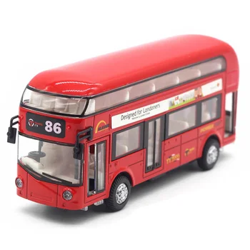 

Diecast London Bus Double Decker Bus Light & Music Open Door Design Metal Alloy Bus Design for Londoners Toys for Children,Red