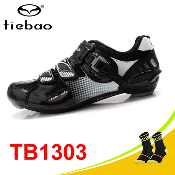 B 1303 with socks Tiebao/Обувь для шоссейного велоспорта; модель года; sapatilha ciclismo; уличные кроссовки для езды на велосипеде; обувь для езды на велосипеде; самозакрывающаяся дышащая обувь - Цвет: B 1303 with socks