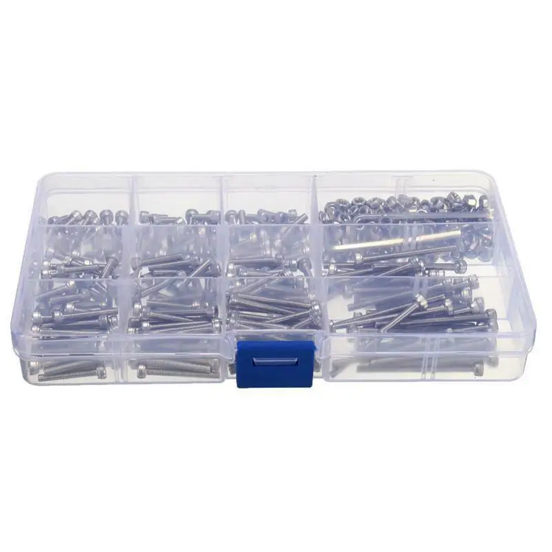 

440pcs/Set M3 Screws Nuts Kits Set Stainless Steel Hex Head Socket Screws Nuts Assortment+2 Hex Keys(Box Packing)