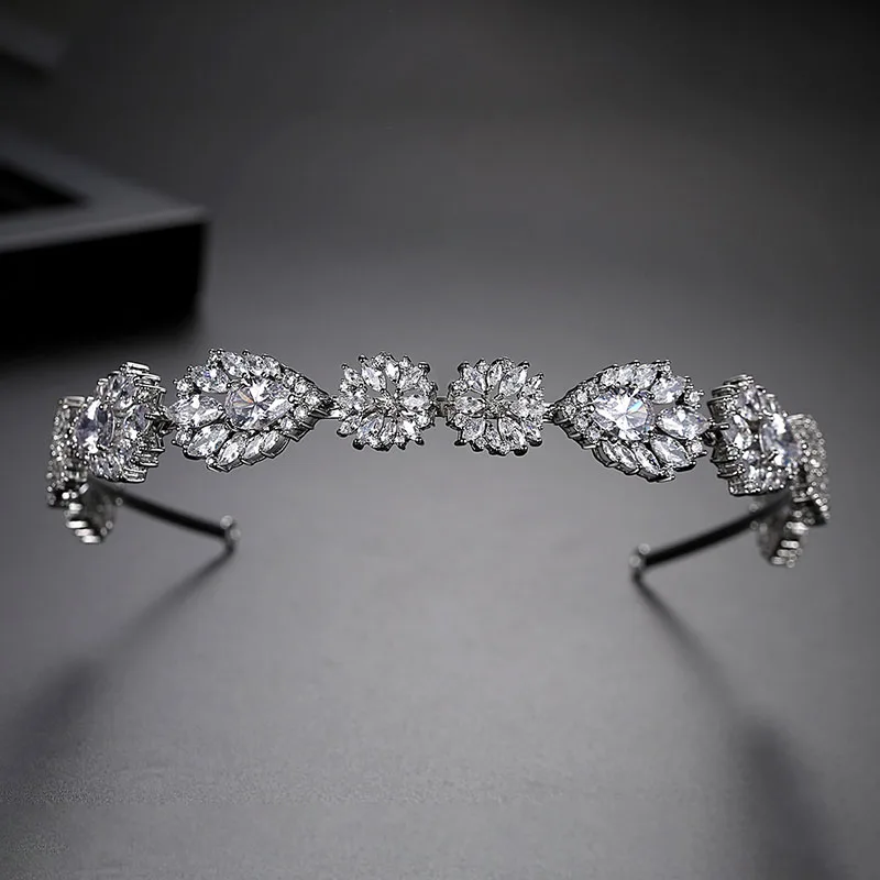SLBRIDAL медная свадебная тиара с кубическим цирконием головная повязка королева