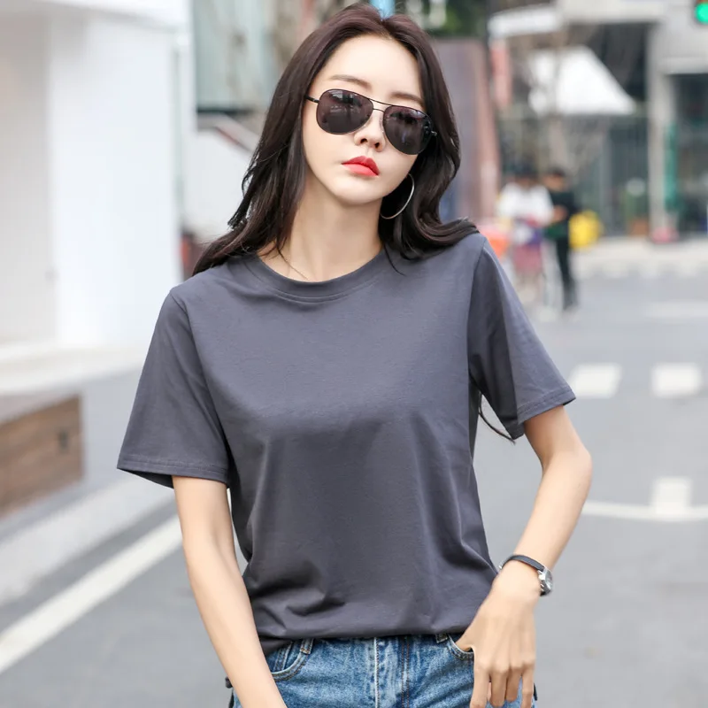 Poleras Mujer Short Sleeve Tees Women Solid T Shirts Cotton O Neck T Shirt  Women Summer Top 2022 Woman Clothing Tee Shirt Femme - AliExpress