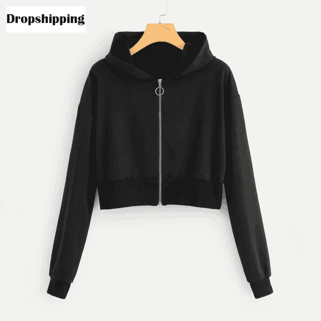 women hoodies sweatshirts Women Casual Long Sleeve Zipper Pocket Shirt Hooded Sweatshirt fashion sweatshirt women hoodies #L