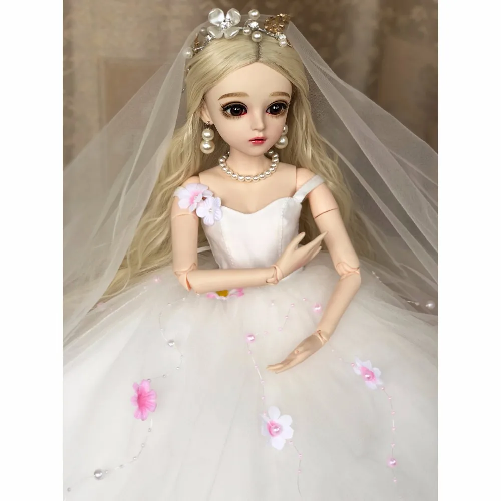 BJD 60 см Reborn кукла игрушки 1/3 светлые волосы с белым свадебное платье ручной работы