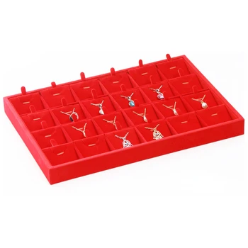 

Black Red/Grey 24 Slot Velvet Necklace/pendant Jewelry Box Organizer Rings Earrings Tray Display Storage Case