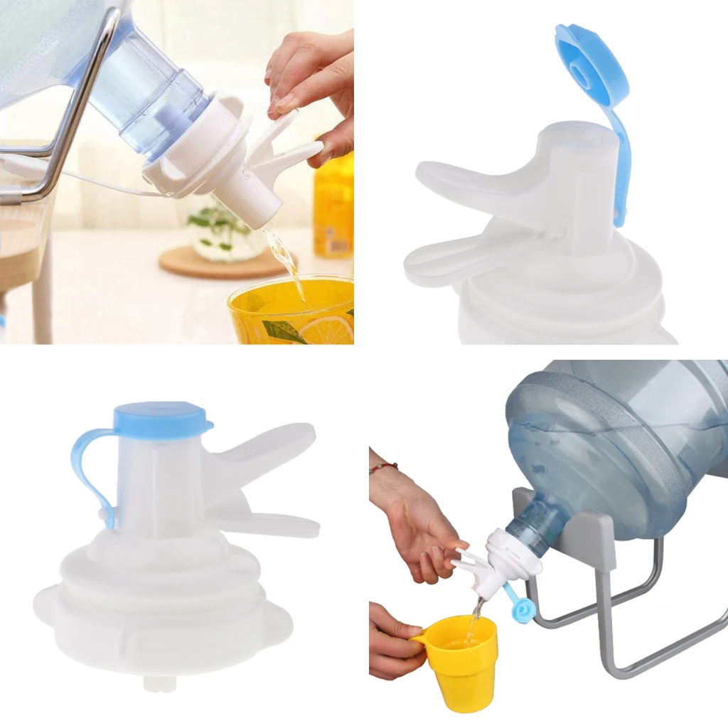 

Water Dispenser Valve for 55mm Crown Top Drinking Bottle Reusable Water Jug Cap Replacement Faucet - Includes Lid Dirt Cover