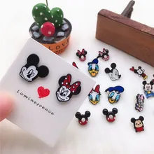 EUPNHY, 1 пара, гипоаллергенные эмалевые серьги, Мультяшные Микки и Минни, серьги-гвоздики для женщин, девочек-подростков, серьги