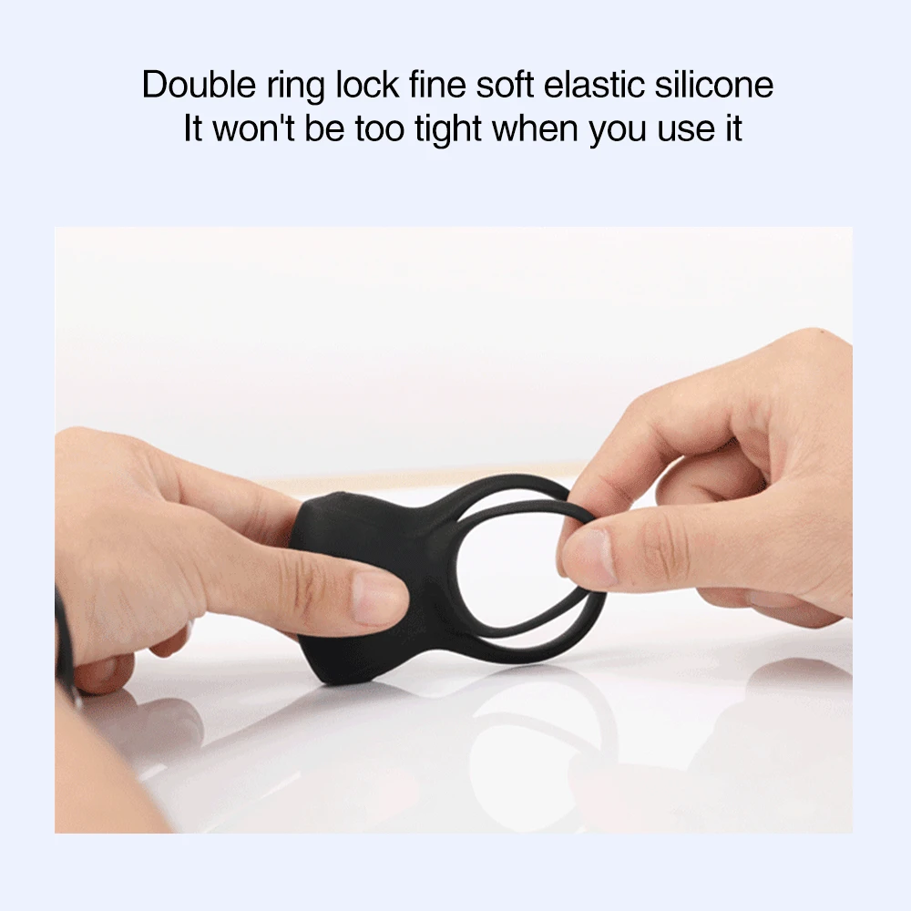 Dual Vibrating Silicone Cock Ring With Electric Shock For Men_voghion.com