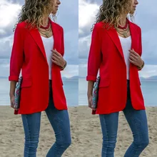 Винтажный Женский Роскошный Блейзер, офисный Женский блейзер длинный рукав, свободная повседневная верхняя одежда, топы, пальто, куртка, женские блейзеры, Женский