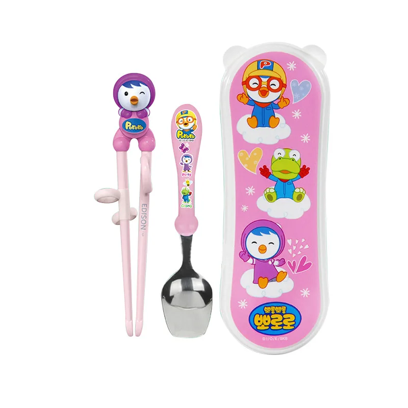 Южная Корея Pororo Lele Детские Обучающие палочки для еды из 3 предметов, детские пластиковые палочки для еды, практичные палочки для еды Se