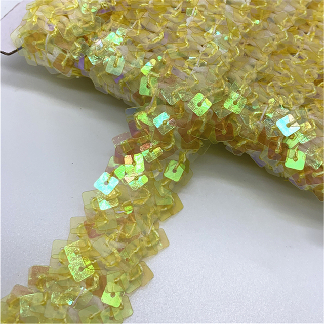 20mm Sequins Elastic Band Elastic Ribbon Lace Trim Sequin Sewing Fabric For Crafts Sewing Cloth Accessory Sequin Trim