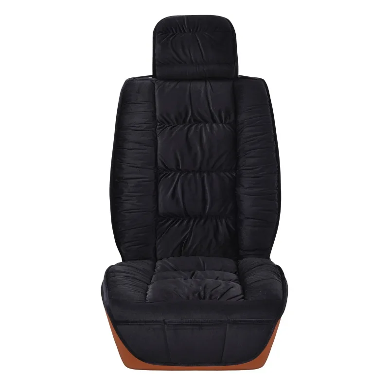 Warm Car Seat Cover Universal Winter Plush Cushion Faux Fur Material For Car Seat Protector Mat Car Interior Accessories - Название цвета: 1 pcs black front