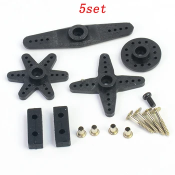 

5set RC Model Cars Plastic Servo Arm Kit 25T Teeth Cross Round Horn s with Screw Copper Sleeve Server Connecting Fixture