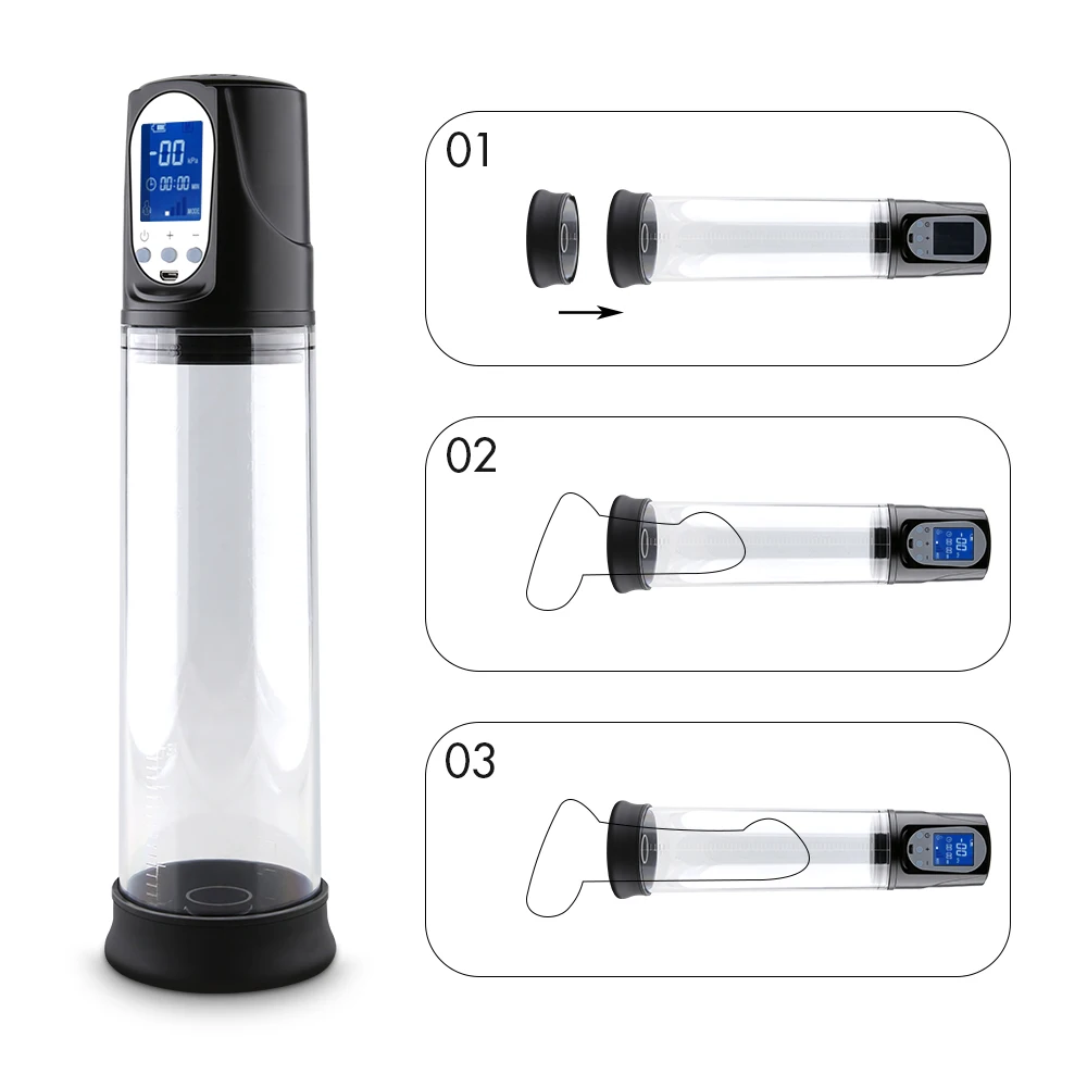Penis Pump Vibrator Enlargerment Vacuum Pump Erection Electric USB Automatic Penis Enlargement Cock Extender For Men Sex Toys 4