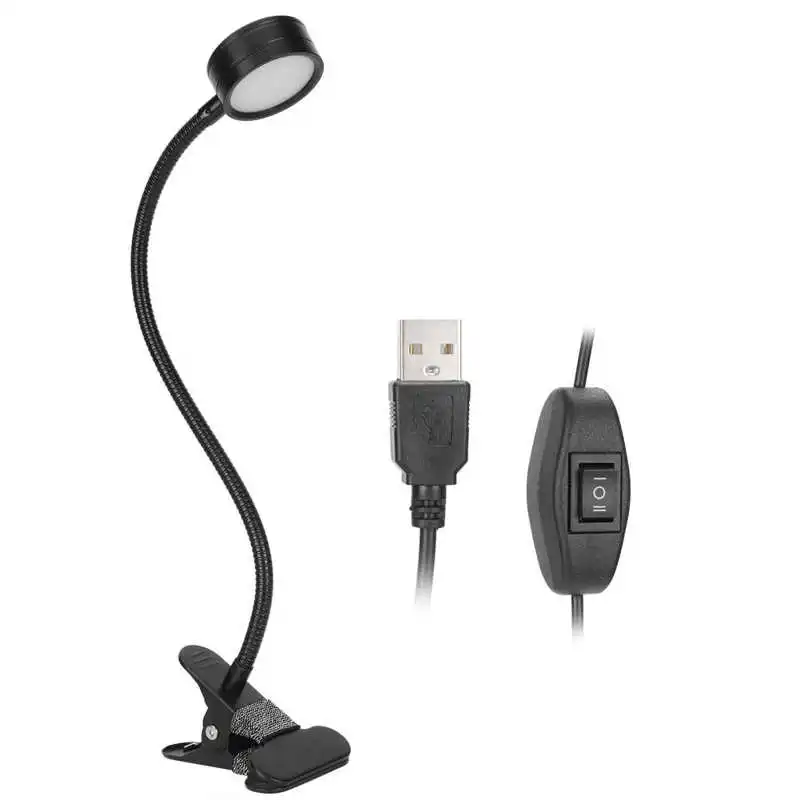 USB настольная лампа 360 градусов Регулируемый зажим на гусиная шея чтение
