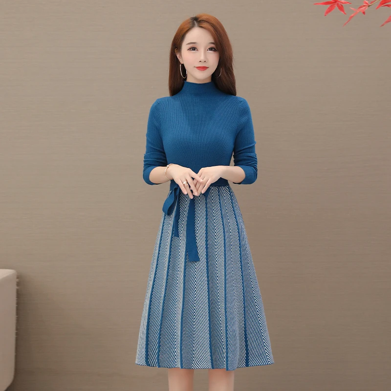 HAYBLST Брендовое женское платье-свитер осень зима размера плюс 4XL Kawaii Vestidos корейский стиль длинный рукав Лоскутная одежда