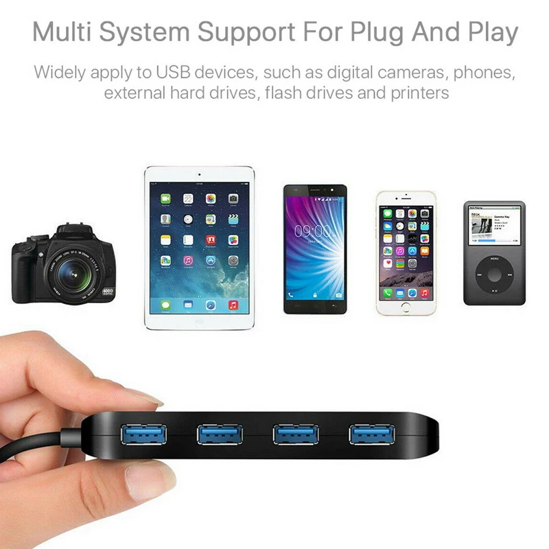 USB 3,0 концентратор сплиттер удлинитель 4 порта USB концентратор данных с индивидуальный переключатель светодиодный свет H-best