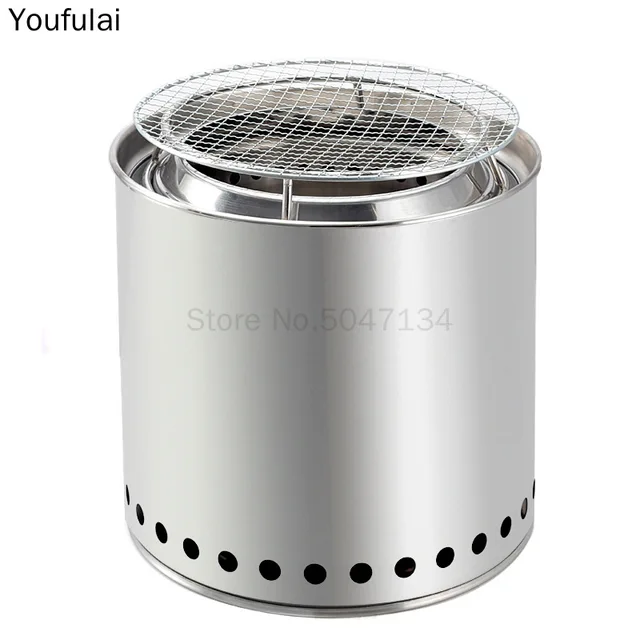 32 Cm -Es Tűzifa Kályha Kültéri Hordozható Faszén Tűz Kemping Rozsdamentes Acél Fűtési Grill 356 - Image 4