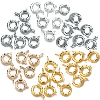 

6mm 50/100pcs Metal Spring Ring Clasp with Open Jump Ring Jewelry Clasp for Chain Necklace Clasps & Hooks for Jewelry Making