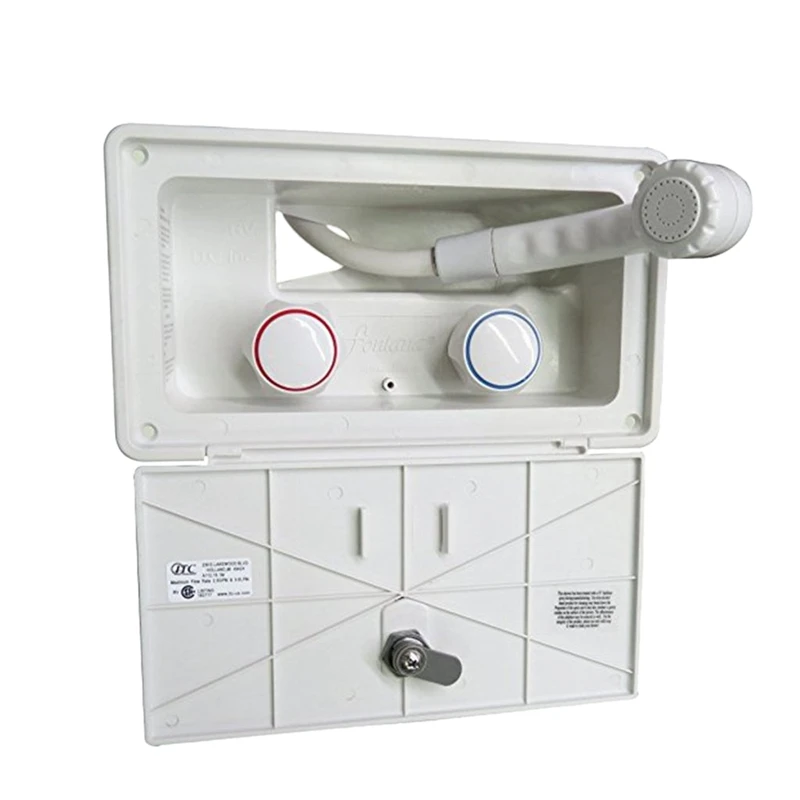 

RV Exterior Shower Box with Lock-Includes Shower Faucet, Shower Hose, Shower Wand for Boat/Camper Motorhome/Caravan Accessories