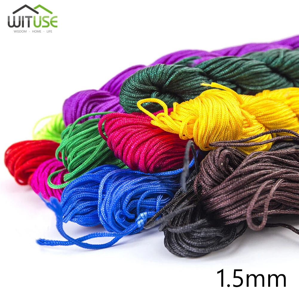 

10m/lot 1.5mm Nylon Cord Satin Chinese Knotting Macrame Beading Cords Threading String Kumihimo for Jewelry Making Materials