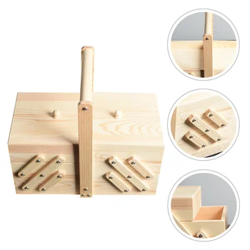 

1pc Wooden Sewing Box Jewelry Storage Box Cosmetics Case Organizer for Home