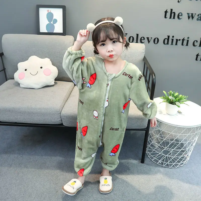 Winter Flannel Soft Warm Pajamas Animal Cartoon Boys Jumpsuit Pyjamas for Girls Kids Unisex Sleepwear Home Service