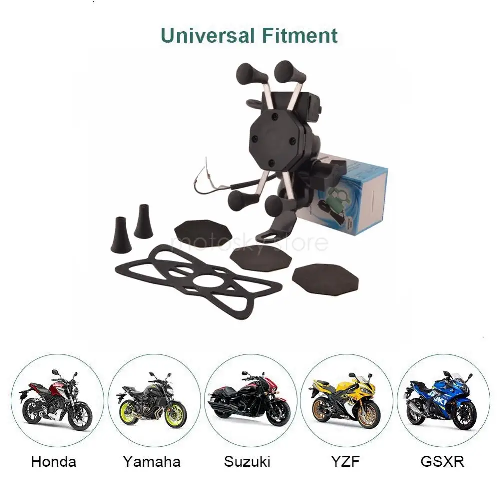 

Universal Multi-function Mobile Phone Charging Bracket Holder for plus Bicycle Motorcycle Handlebar 22mm Mount