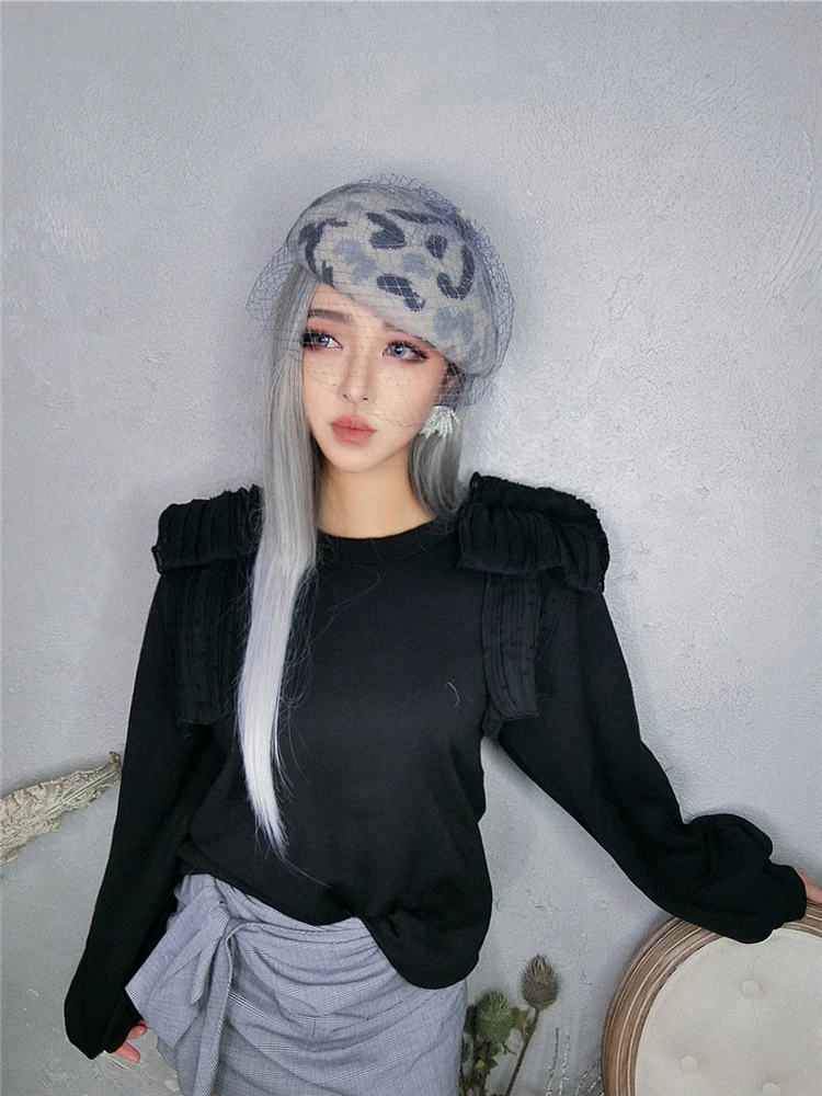 WHITNEY WANG зимние винтажные стильные сетчатые глаза из кусков леопардовые шерстяные береты женская зимняя шапка художественная шапка японская шапка художника