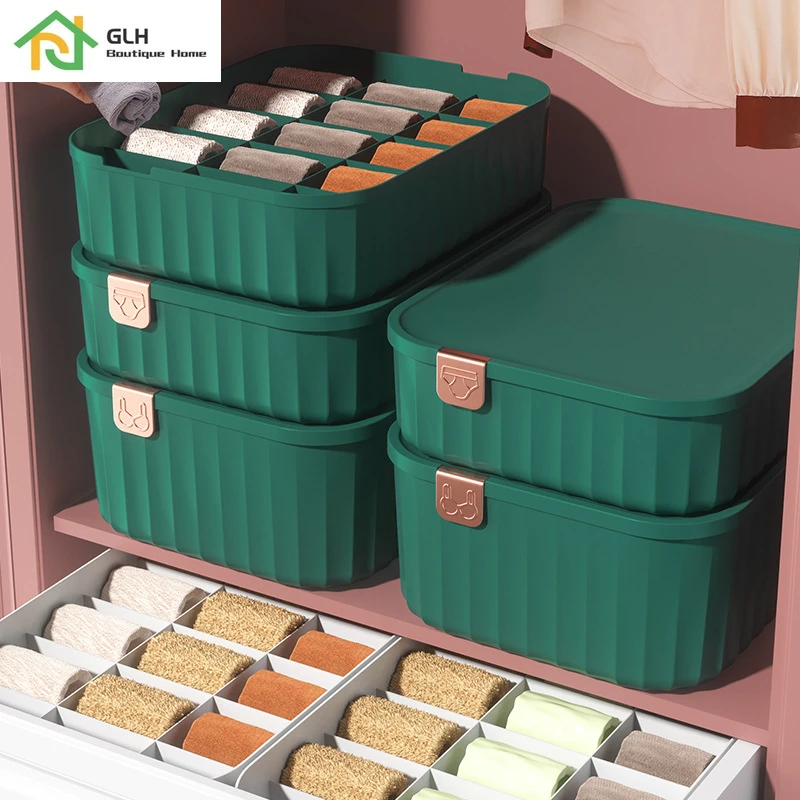 Caja de plástico para almacenamiento de ropa interior, organizador de sujetador con rejillas para dormitorio, armario, bragas, calcetines|Organizadores de cajón| - AliExpress