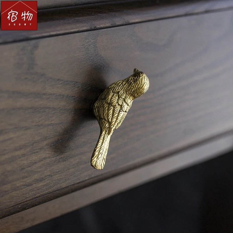 

Antique Copper Rich Bird Handle Drawer Wardrobe Shoes Cabinet Cabinet Door Pure Brass Small Handle with Single Hole