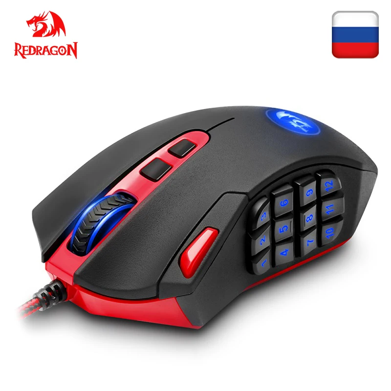 Цена Redragon игровой Мышь PC 16400 Точек на дюйм Скорость Лазерной двигателя 18 программируемых кнопок высокоскоростной USB проводной для рабочего стола...