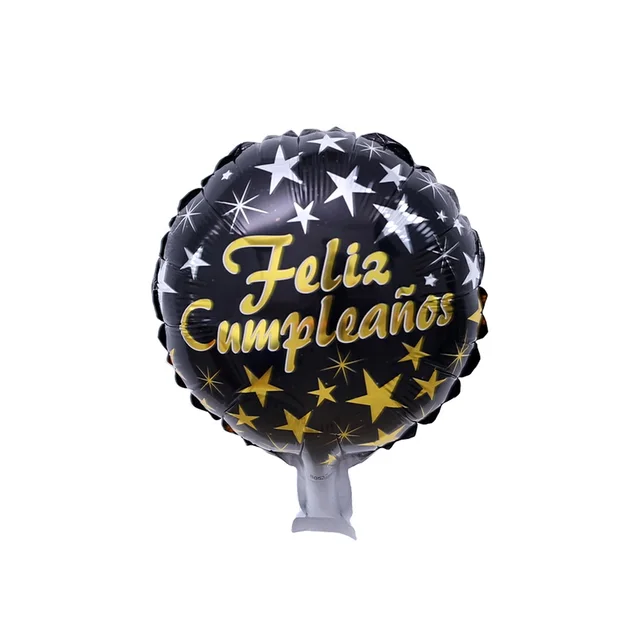 10pcs/lot 10inch Feliz Cumpleanos Spanish Happy Birthday Balloons Round Mylar Helium Balloon Happy Birthday Party Air Globos 27