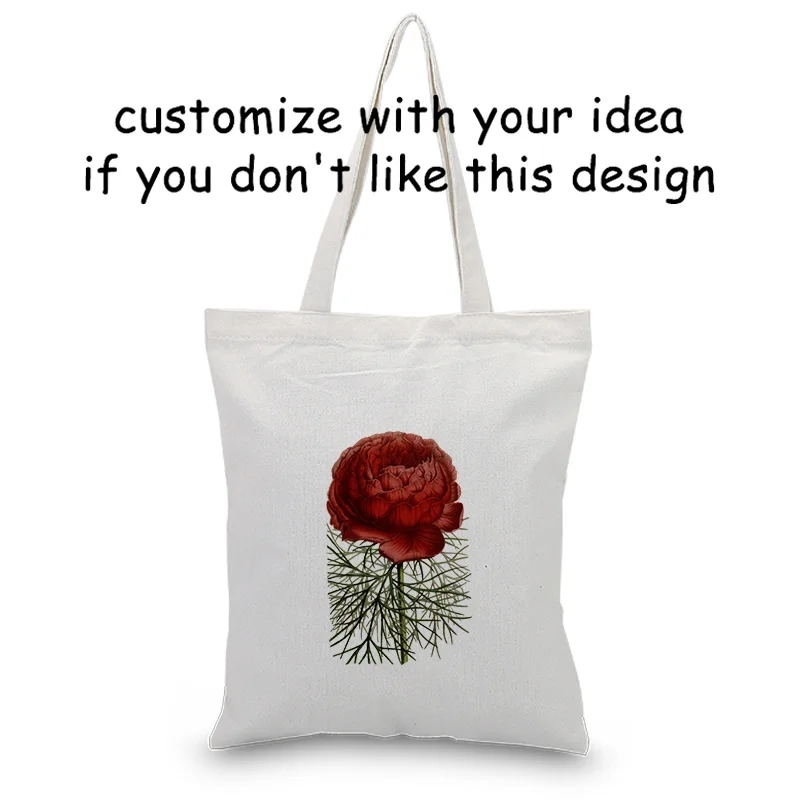 Сумка-тоут с цветочным принтом, сумка для покупок с логотипом, Повседневная сумка для канва для DIY Eco многоразовая утилизация текста
