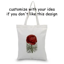 Сумка-тоут с цветочным принтом, сумка для покупок с логотипом, Повседневная сумка для канва для DIY Eco многоразовая утилизация текста