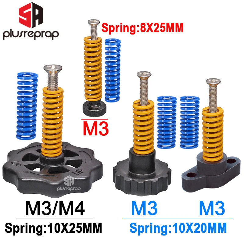 4 шт. M3/M4 винты гайки Тепло Кровать выравнивания пружинные детали ручки 3D принтеры принт винт платформы принадлежности для калибровки