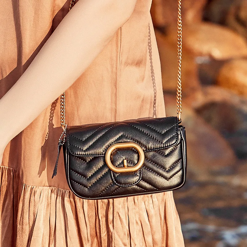 

Genuine Leather Woman Package Small Real Chain Package Small Bag Single Shoulder Package All-match Messenger Ma'am Package