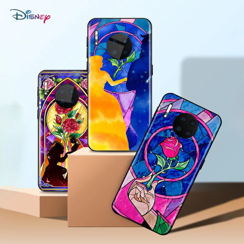 Disney Cartoon Animation Beauty And The Beast Per Huawei Mate 40 Rs Porsche Design 30 20X10 Lite Pro Plus Custodia Nera Per Telefono