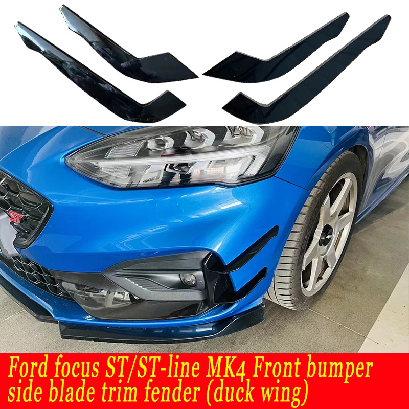 Car Bumper Lip Fin Splitter Spoiler Canard Front bumper side blade trim fender for Ford focus St/st-line MK4 18-21