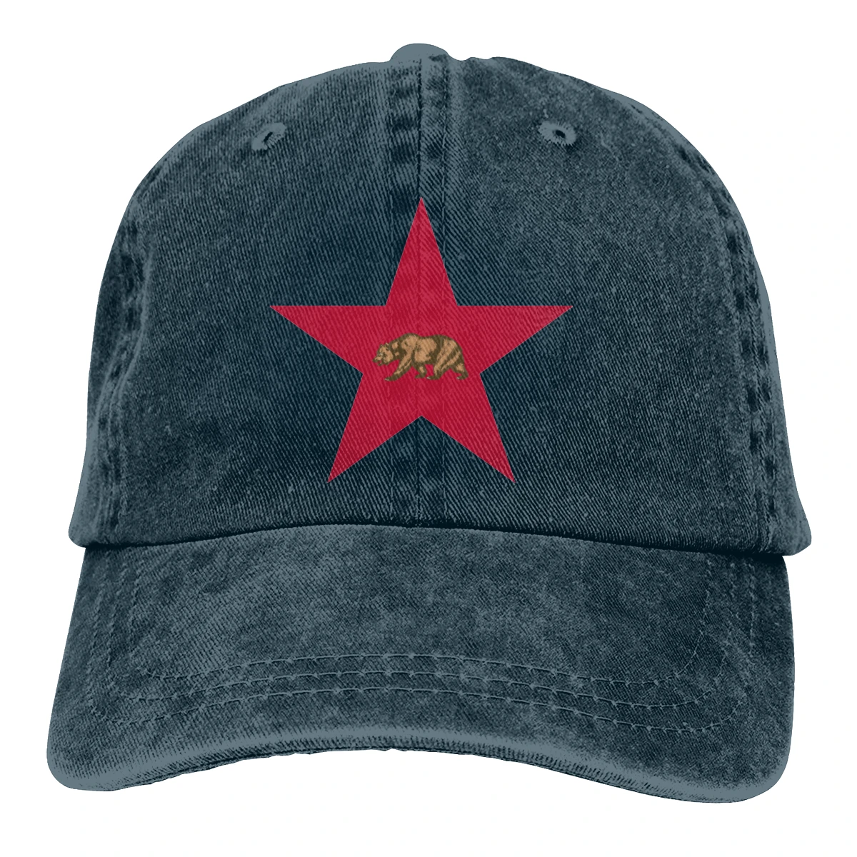 Калифорнийский медведь в звезда Casquette Deep Heather унисекс Мужские и женские деним Strapback бейсболка Регулируемая Гольф папа шляпа
