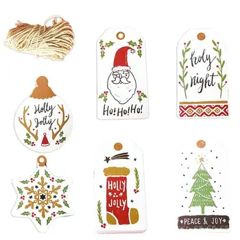 

300PCS Christmas Paper Tag Creative Hanging Tag Gift Wrap Tag with Rope
