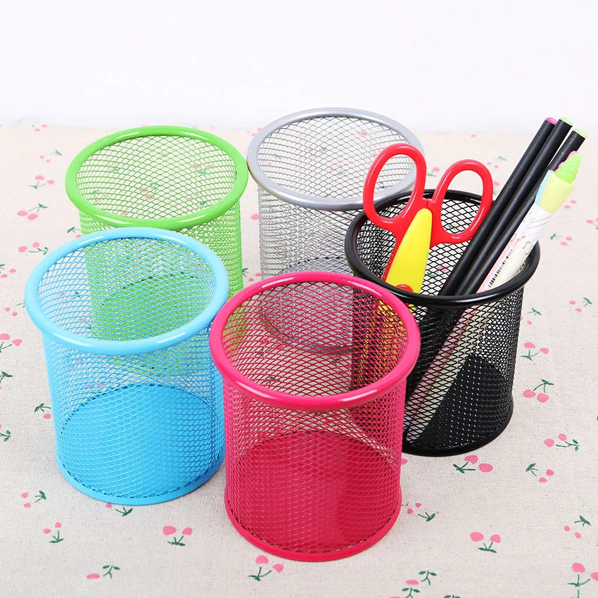 

High Quality 5 Colors Office Organizer Round Cosmetic Pencil Pen Holders Stationery Container Office Supplies 1 PC