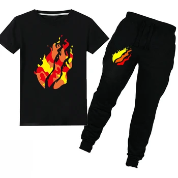 

Summer children's cartoon JOJO siwa Prestonplayz cotton boys girls short-sleeved T-shirt + trousers suit thanksgiving clothing