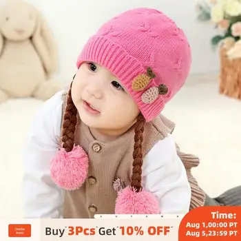 

Bear Learder Girls Hats New Brand Winter Kids Caps Newborn Baby Hats Knitted Wool Cartoon Caps Cute Toddle Baby Children Wear