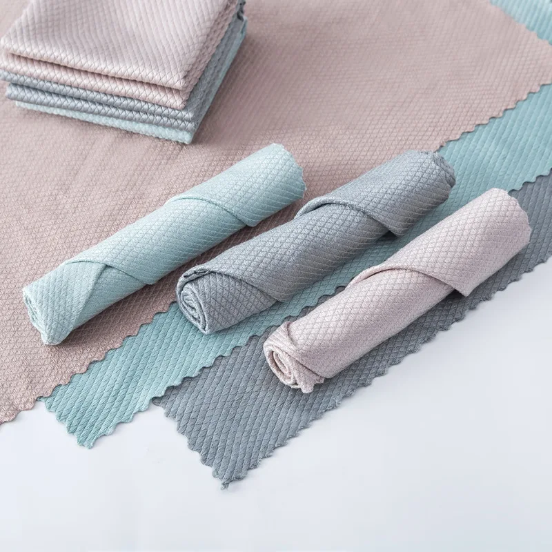

3PCs Thickened Ultrasonic Fish Scale Glass Cleaning Cloth Kitchen Cleaning Cloth Absorbent Rag Dish Cloth Kitchen Towel