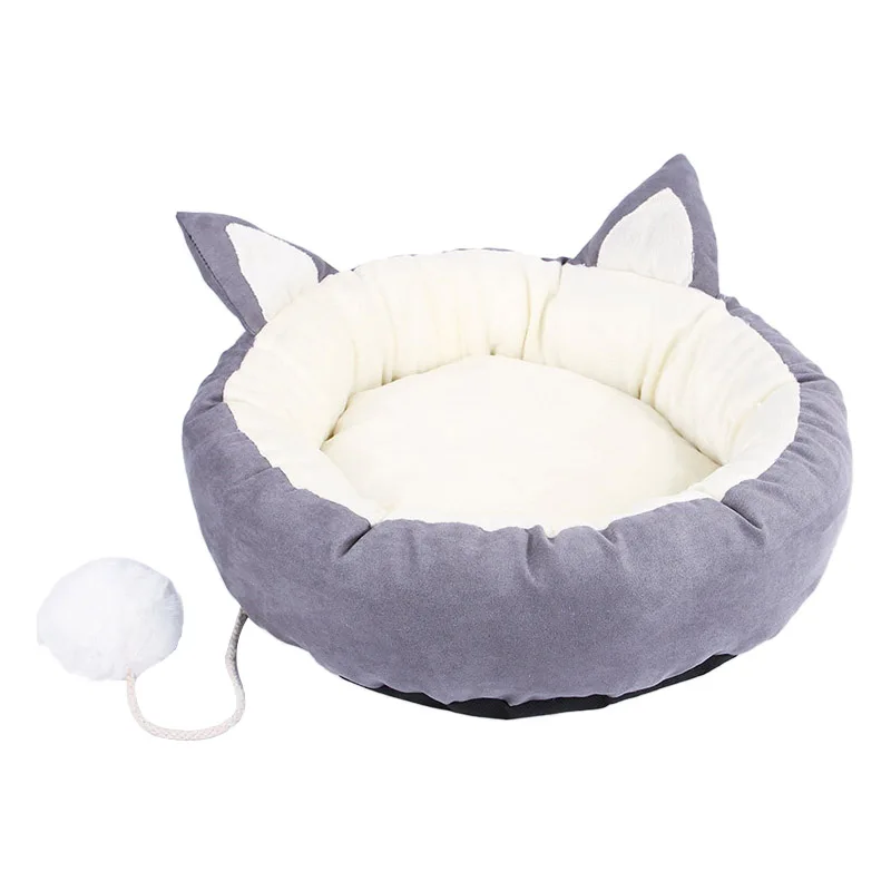 Мягкая теплая кровать для кошки Спящая кошка лежанки съемные, пригодные для стирки зимняя кровать для собаки чихуахуа Йорк кресло для домашних животных кровати для маленьких собак и кошек M/L/XL - Цвет: Gray