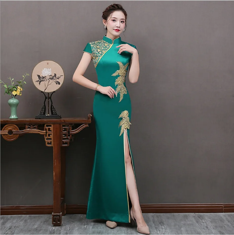 Новое китайское традиционное платье, Восточное Ципао, короткий рукав, китайский стиль, платье чонсам, халат для женщин, китайское современное платье чонсам