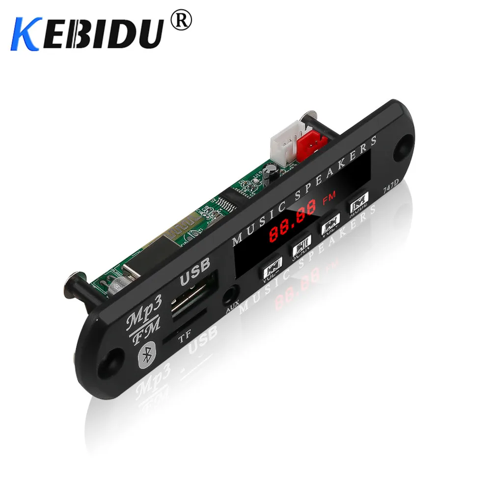 Kebidu Bluetooth 5 в 12 В декодер плата Handfree Автомобильный комплект MP3-плеер TF USB 3,5 мм AUX аудио FM радио для автомобиля для Iphone Android