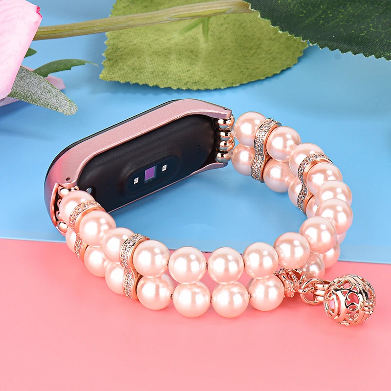 Женские сменные ремешки с жемчугом для браслета Xiaomi Mi Band 4 3 браслет духами