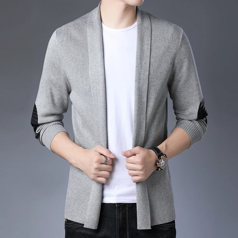 Новые модные брендовые свитера высшего класса, мужской шерстяной кардиган, Облегающие джемперы, вязанная Осенняя повседневная мужская одежда в Корейском стиле